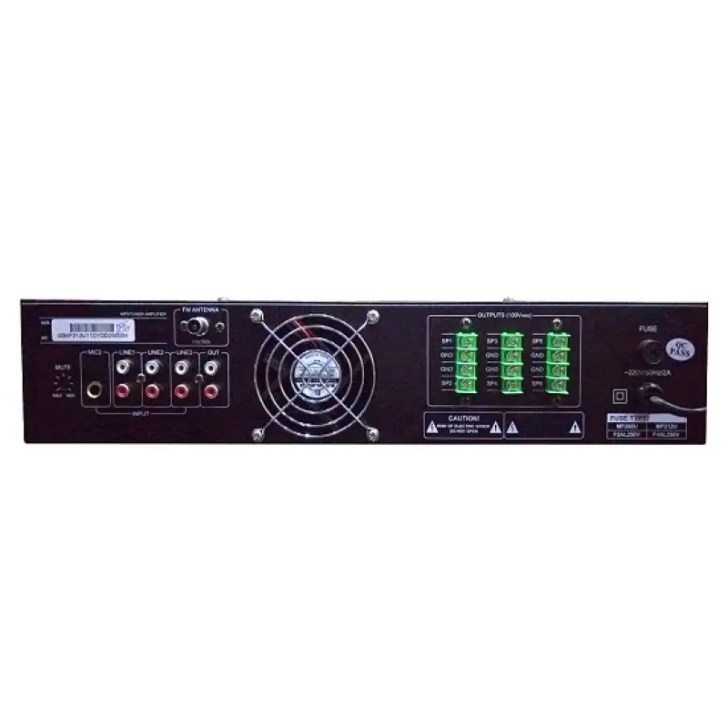 Amplificator 120W cu mixer, 6 zone, DSPPA MP212U cu USB/ SD/ FM Tuner, intrari 2Mic si 3Line, 100V